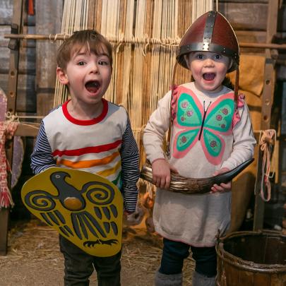 Kids dressed as Vikings