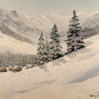 Percy French painting - snow scene