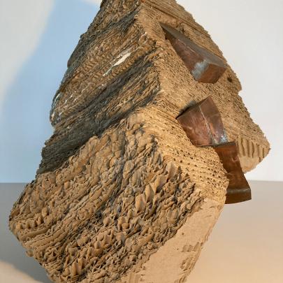 Abstract cardboard sculpture by Sally Houston