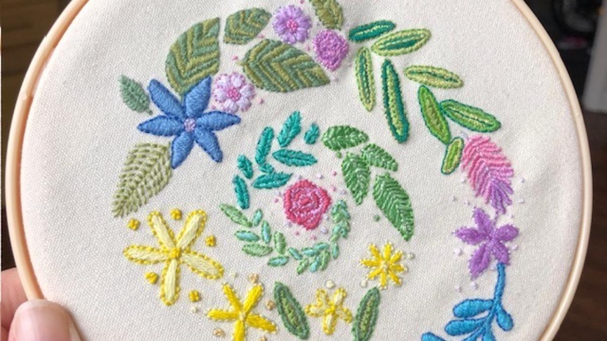 Hoop embroidery of flowers