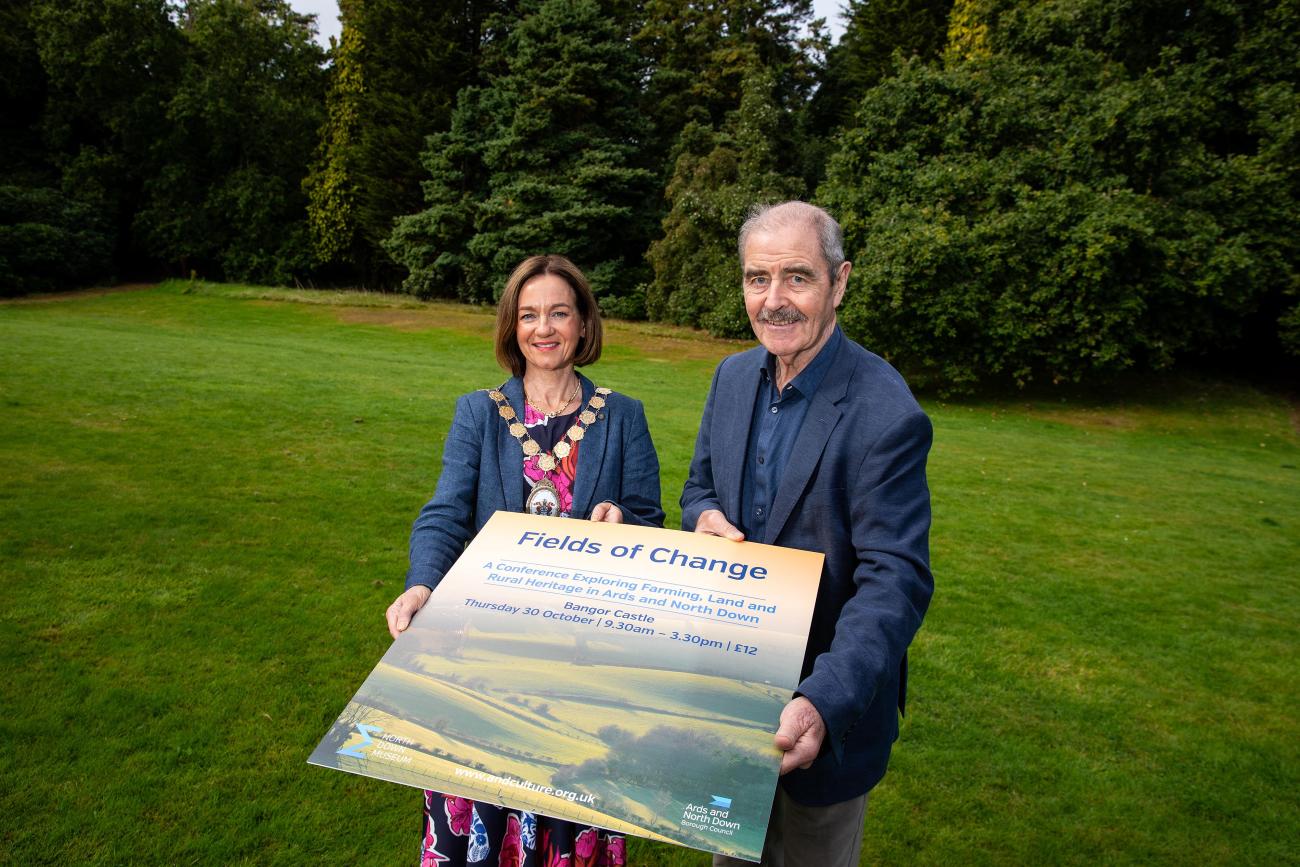 Fields of Change PR photo: Mayor of Ards and North Down and Brian White